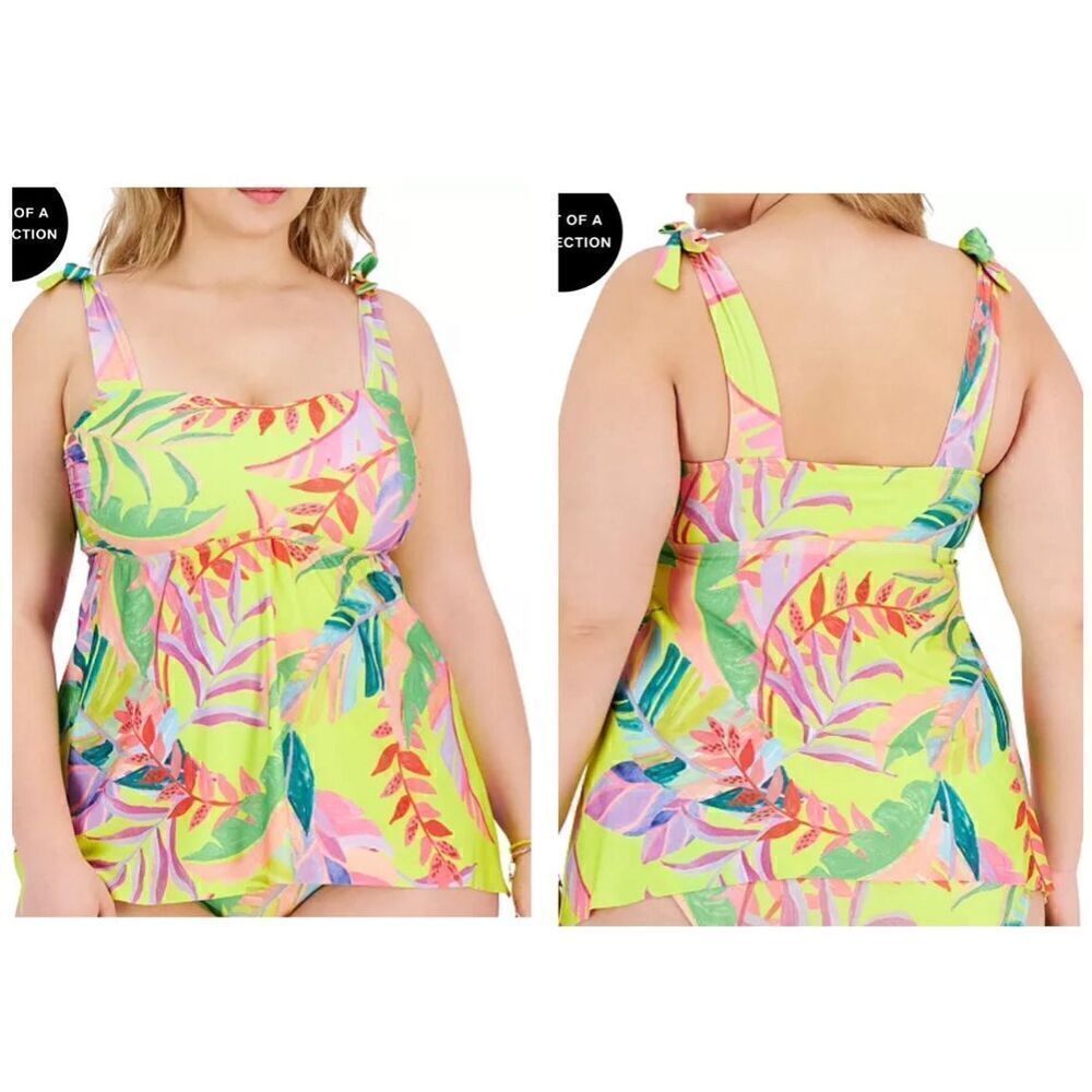 Becca Etc Plus Size Costa Bella Tie-Strap Tankini Swim Top